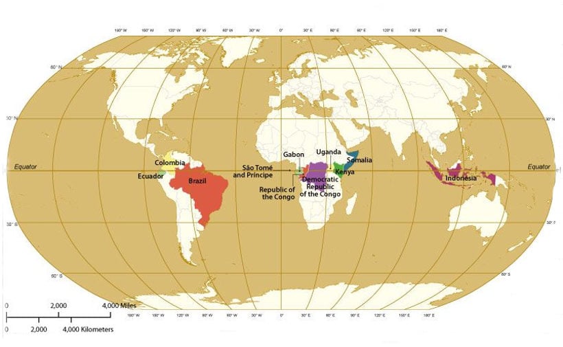Острова на экваторе список на карте. Какие страны пересекает Экватор. Через какие страны проходит Экватор на карте. Страны на экваторе на карте. Экваториальные страны на карте.
