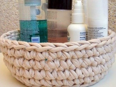 Корзинка из трикотажной пряжи для начинающих5
