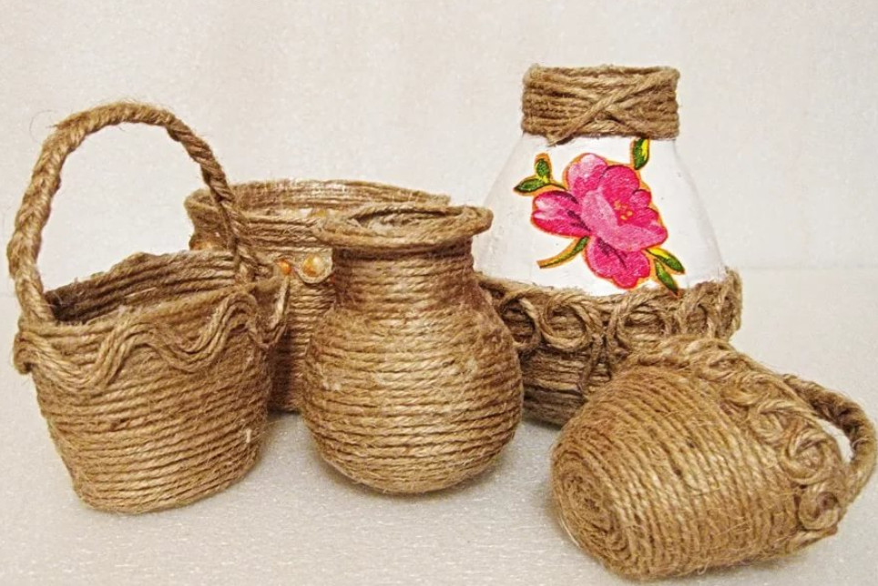 Корзинка из бечевки своими руками20