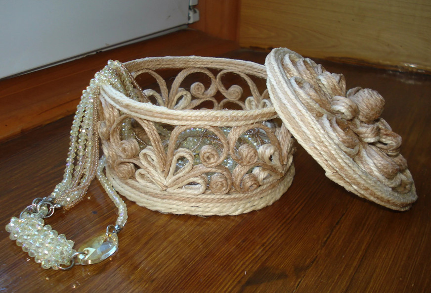 Корзинка из бечевки своими руками25