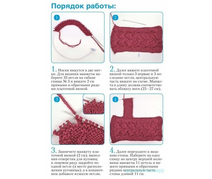 Домашние тапочки-сапожки спицами3