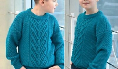 Уникальный мужской свитер с объемными косами и геометрическими узорами