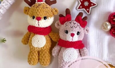 Мягкие новогодние игрушки-оленята с выразительными деталями