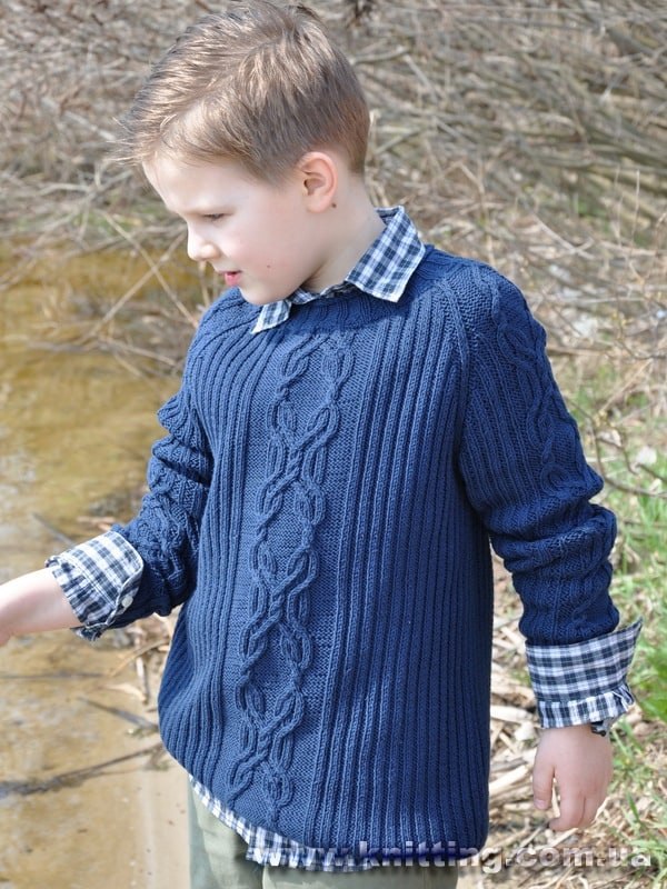 Свитер с узором из кос1