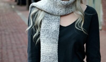 Красивый вязаный шарф спицами для начинающих