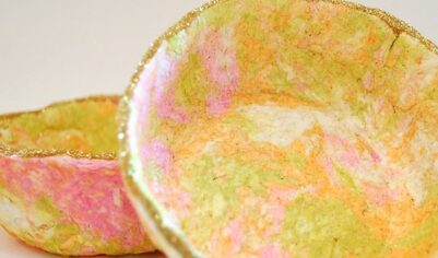 Делаем тарелки из мраморного папье-маше