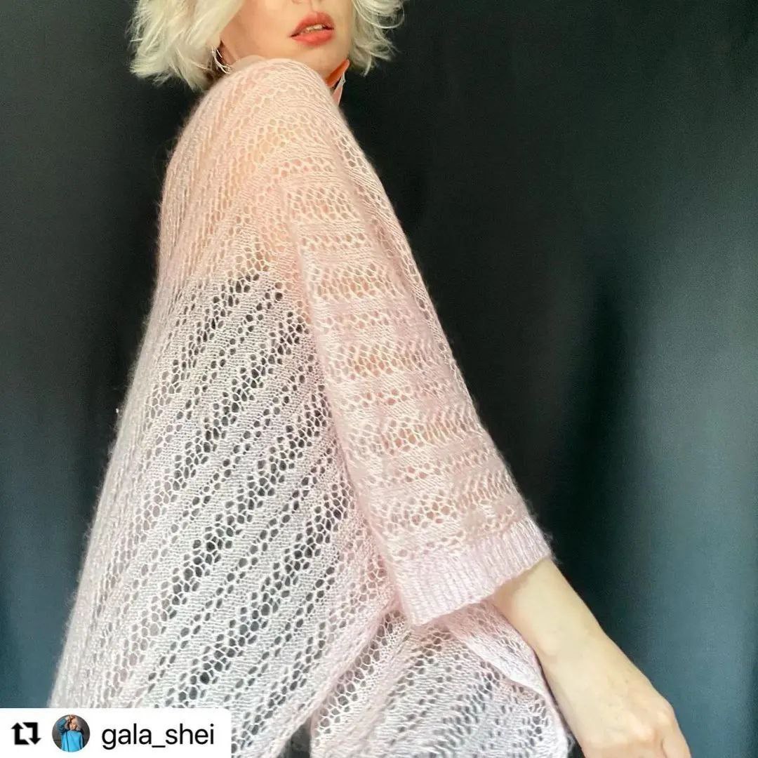 Ажурный розовый пуловер3