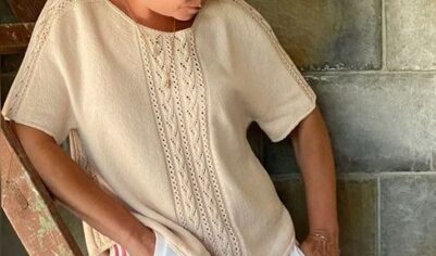 Летний свитер с ажурным узором