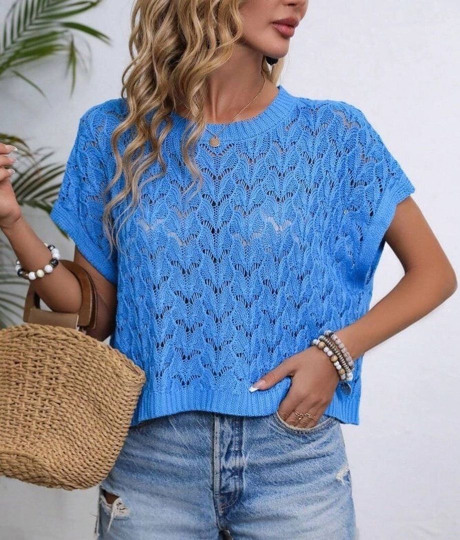 Вязаный топ с ажурным узором2
