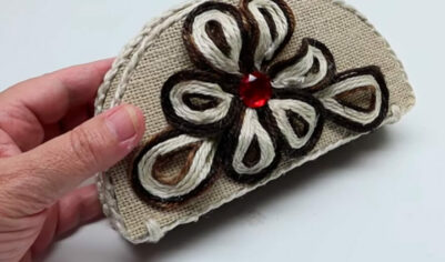 Шкатулка из джута, картона и мешковины