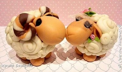 Мастер-класс по поделкам из холодного фарфора на День Валентина. Влюбленные овечки