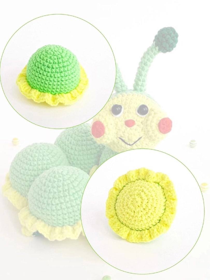 Вязаная гусеница с рюшами4